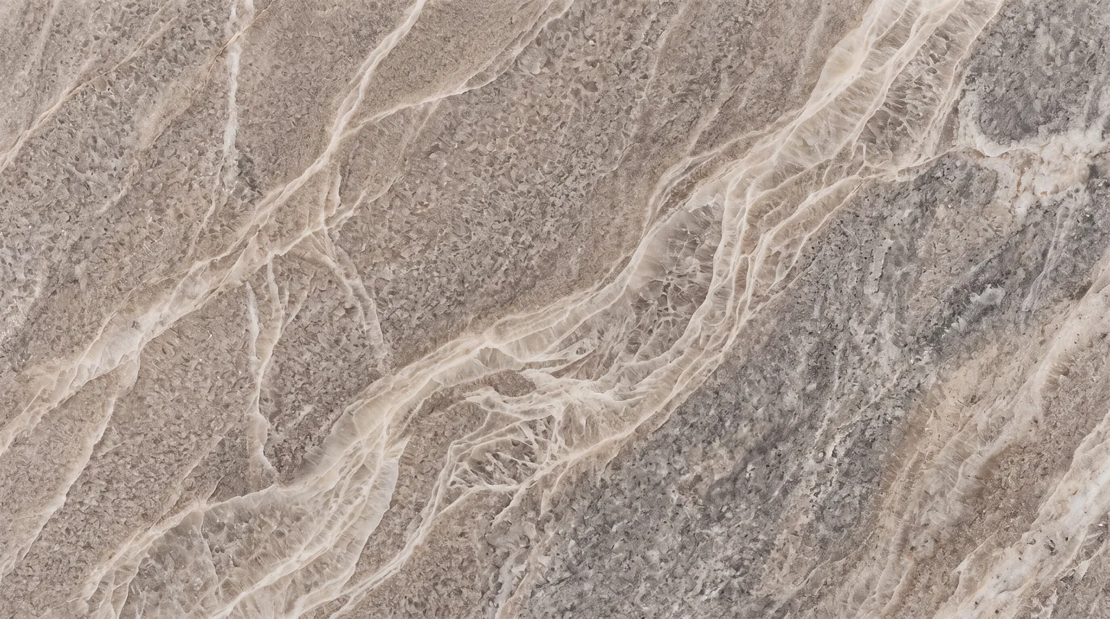 Taupe quartzite with flowing veins